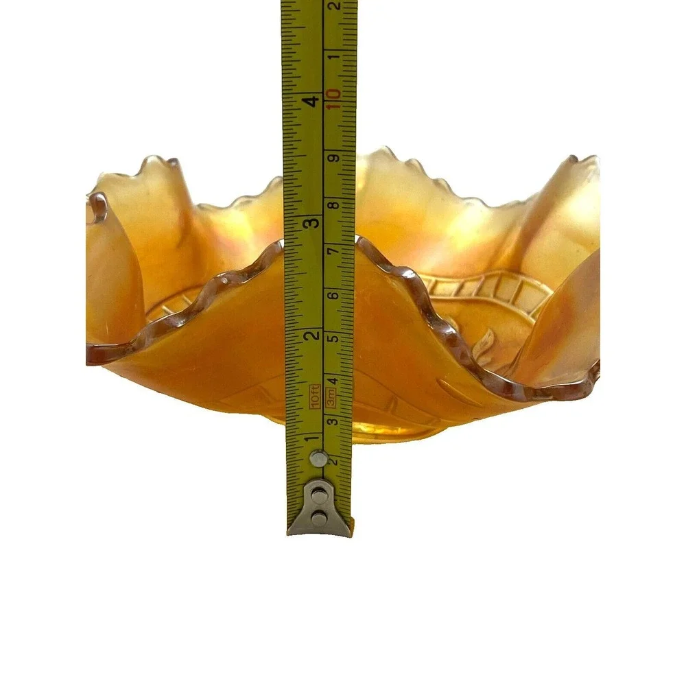 Antique Carnival Glass Bowl Windflower‎ Marigold Ruffle Design